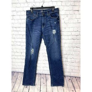 Mens Hollister classic straight epic flex jeans distressed size 32X34